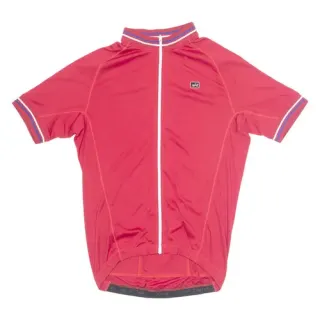 Red cycling jersey with front zip