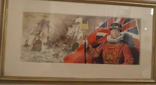 Framed nautical print - sailing ship with flags