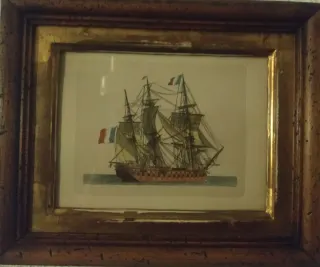 Framed French sailing ship print - wall art
