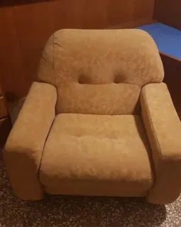 Camel ochre microfiber padded armchair