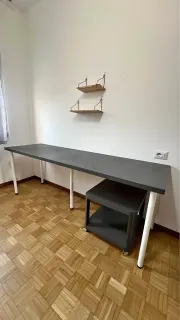 Long grey desk + mobile drawer unit - office set