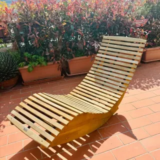 Slatted wooden sun lounger - for garden