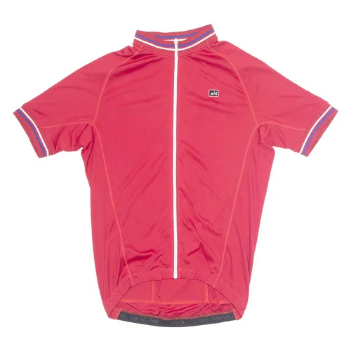 Red cycling jersey with front zip