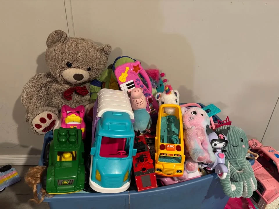 Lotto bambini: orsetto grande, furgone, peluche