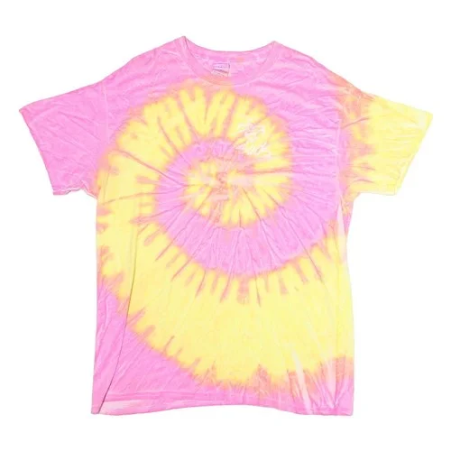Pink and yellow tie-dye colorful T-shirt