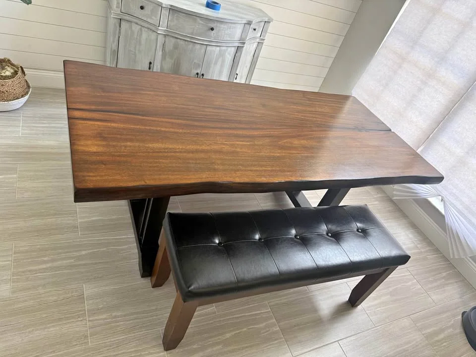 Tavolo legno massello live edge con panca