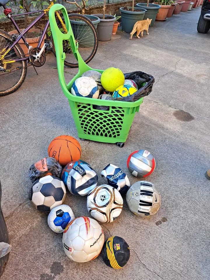 Lot mixed sport balls - football, volleyball, basketball