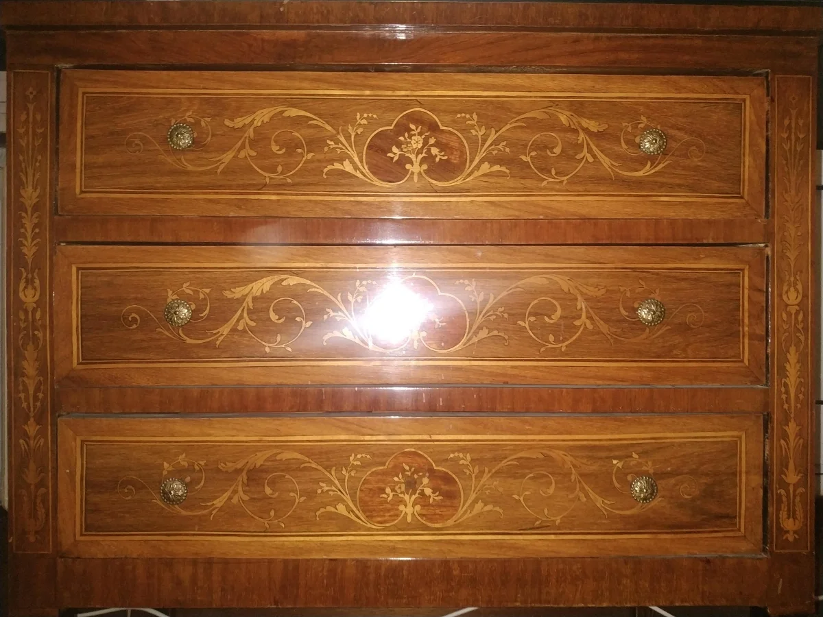 Antique carved wooden chest - classic style