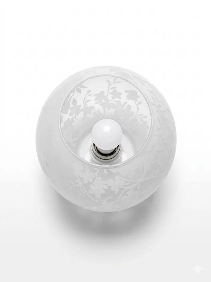 Frosted glass globe lamp with flowers