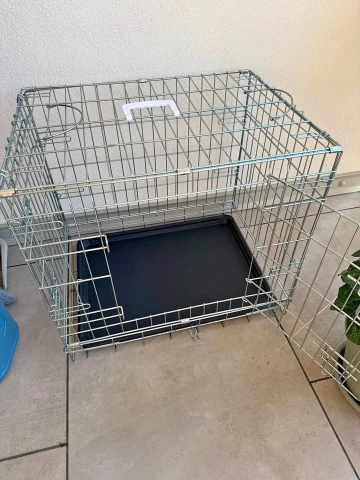 Foldable dog crate/transport cage - chrome