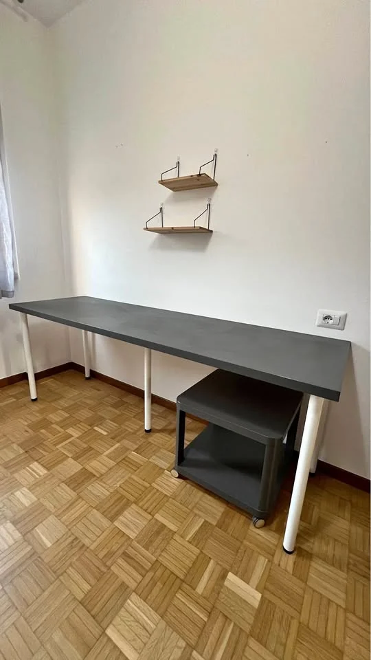 Long grey desk + mobile drawer unit - office set