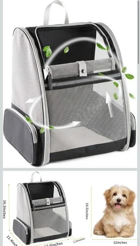 Breathable backpack carrier for dogs and cats