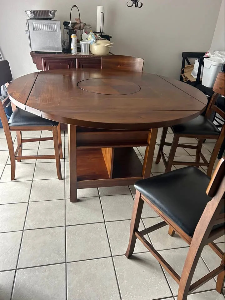 Table à manger ronde extensible avec 4 chaises