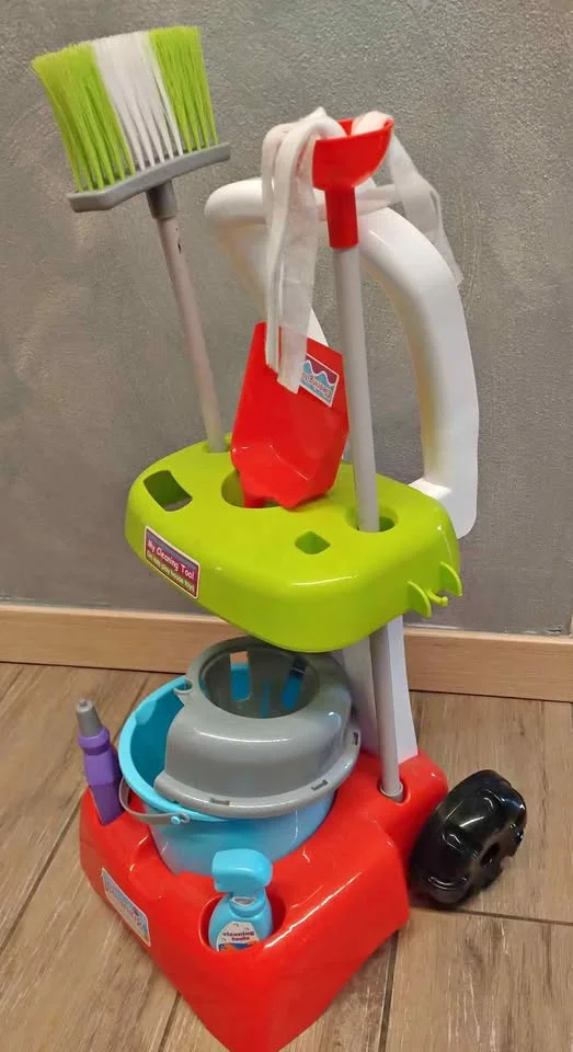 Ecoiffier toy cleaning trolley - complete