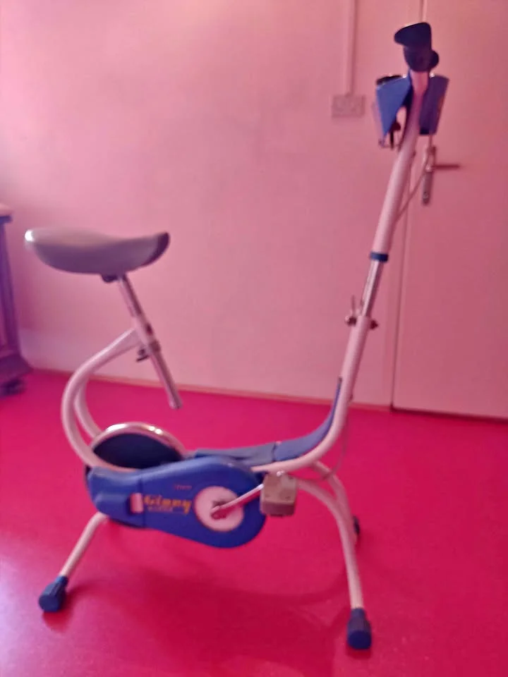 Vintage blue/white Ginny exercise bike - working
